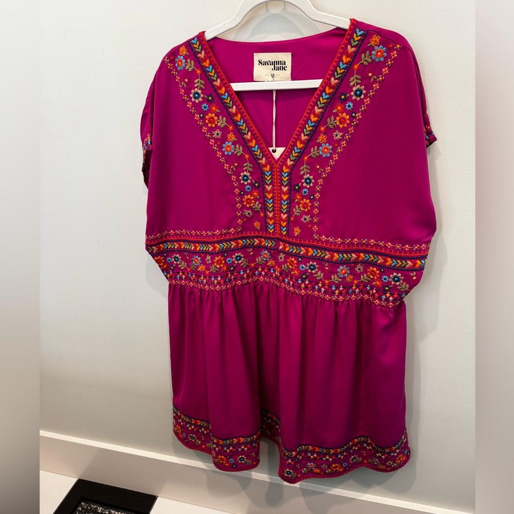 Savanna Jane Pink Embellished Cap Sleeve Blouse